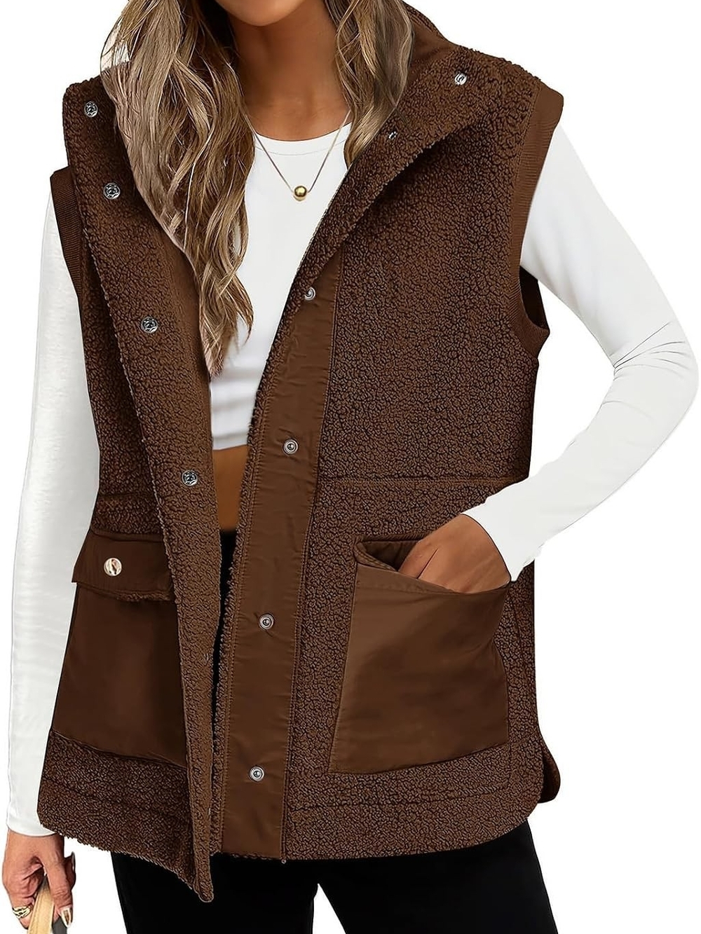 Women's Brown Vest with Pockets